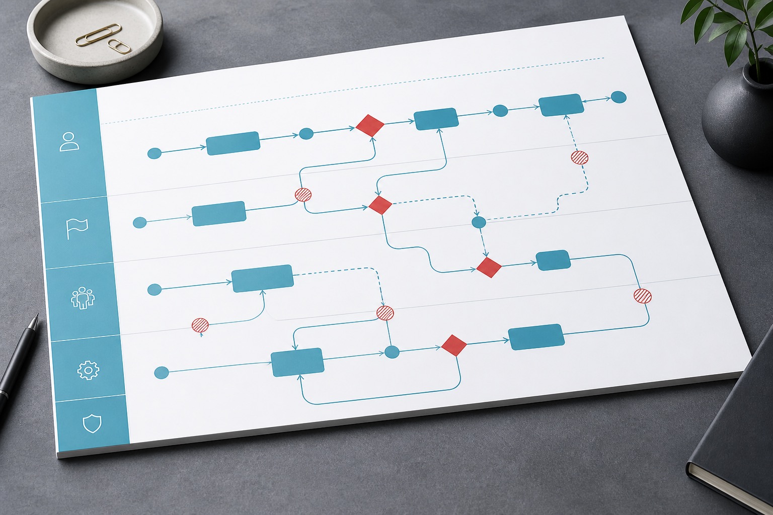 Abstract system diagram showing signal, cadence, and action connected across workflows